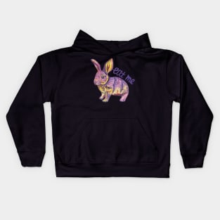 Violet yellow rabbit saying Eat me Kids Hoodie